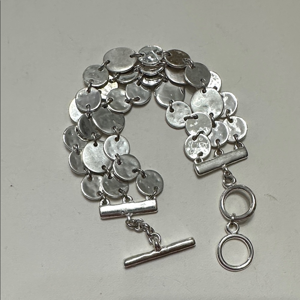 🧡Silver Disc Three Row Bracelet🧡